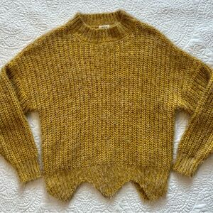 NWT BKE Chunky Eyelash Knit Pullover Sweater in Mustard Yellow Womens Size XS